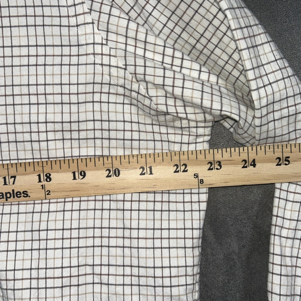 Polo Ralph Lauren Shirt Mens Large Ivory Brown Check Long Sleeve Button Up - Picture 8 of 13